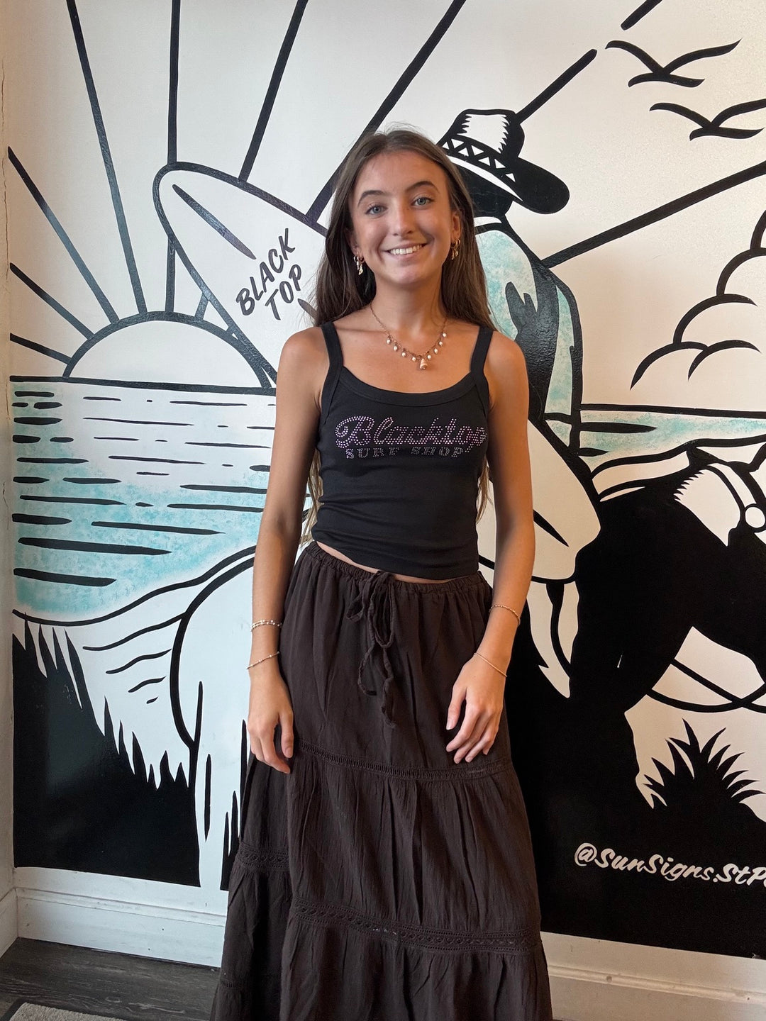 Sunglint Crop Tank Top in Onyx
