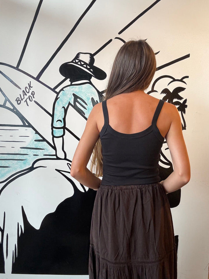 Sunglint Crop Tank Top in Onyx