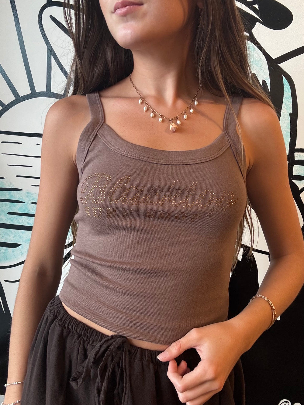 Sunglint Crop Tank Top in Topaz