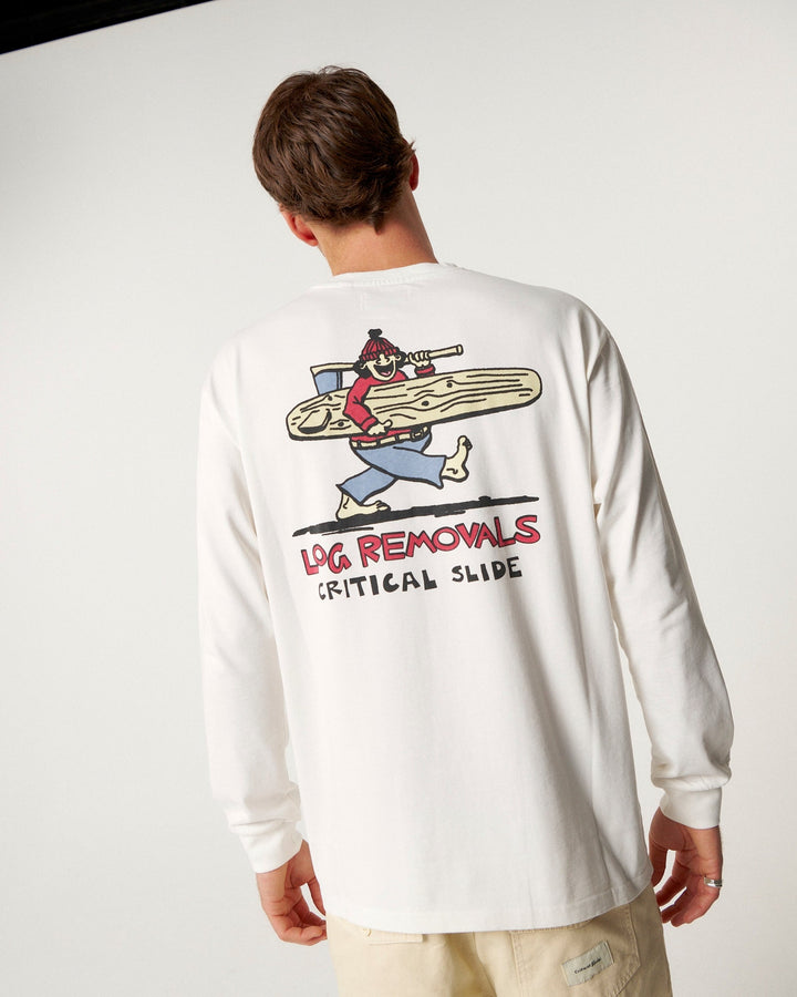 Log Removal Longsleeve Tee in Vintage White