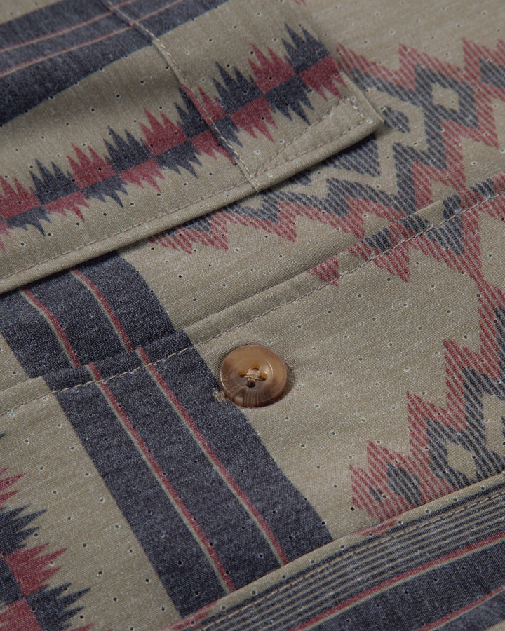 Palmetto Woven Short Sleeve in Aloe/Brown