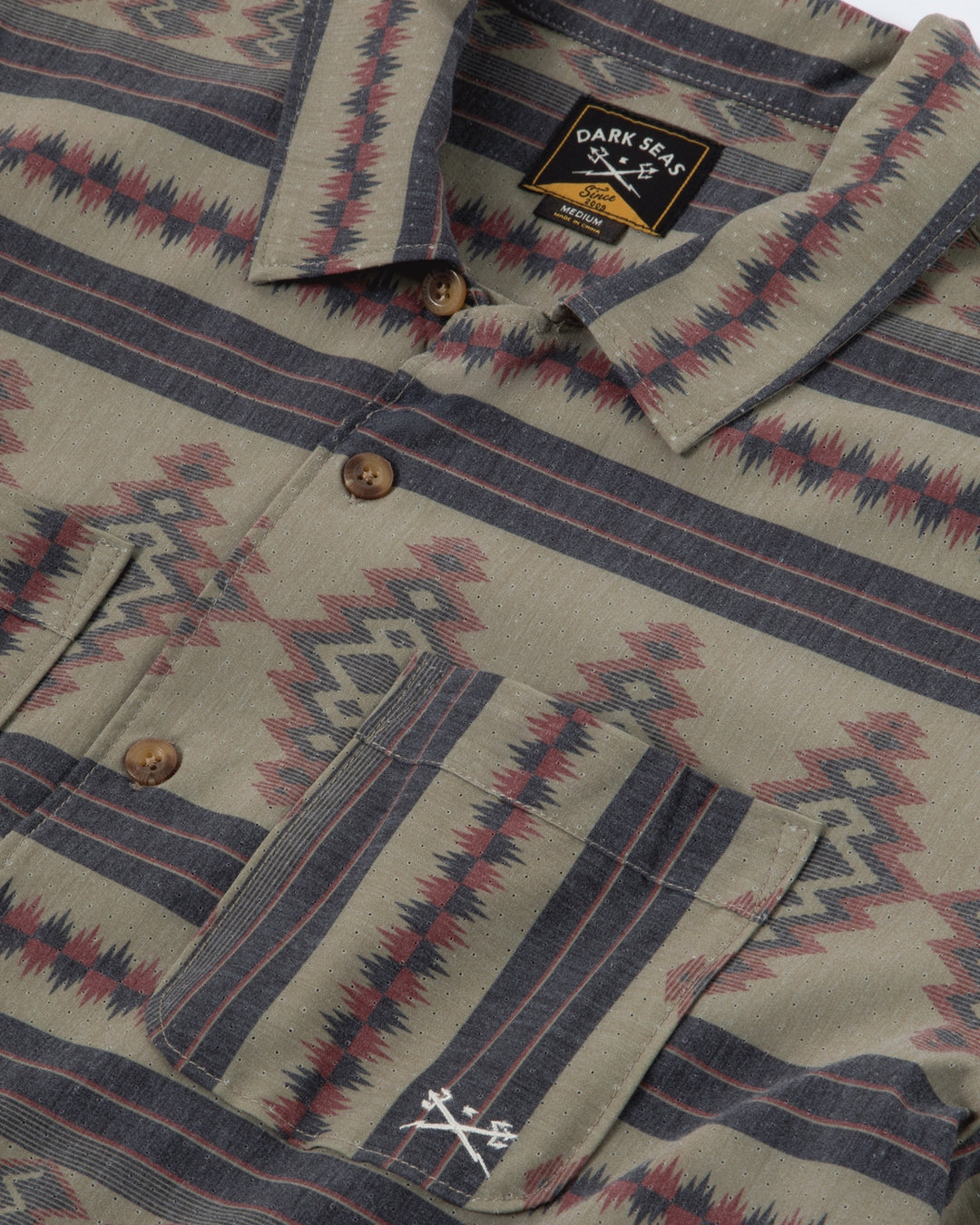 Palmetto Woven Short Sleeve in Aloe/Brown