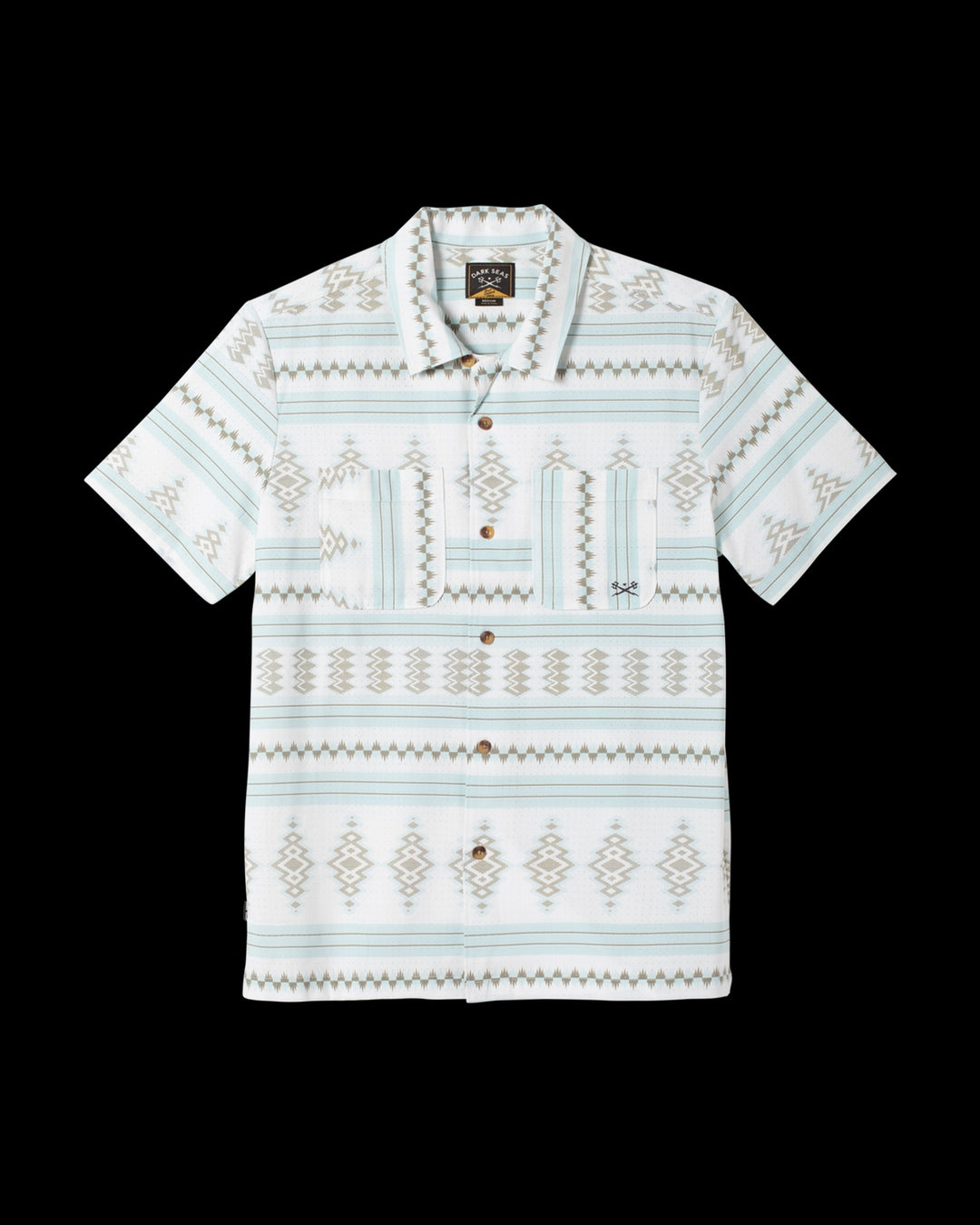 Palmetto Woven Short Sleeve in Off White/Blue
