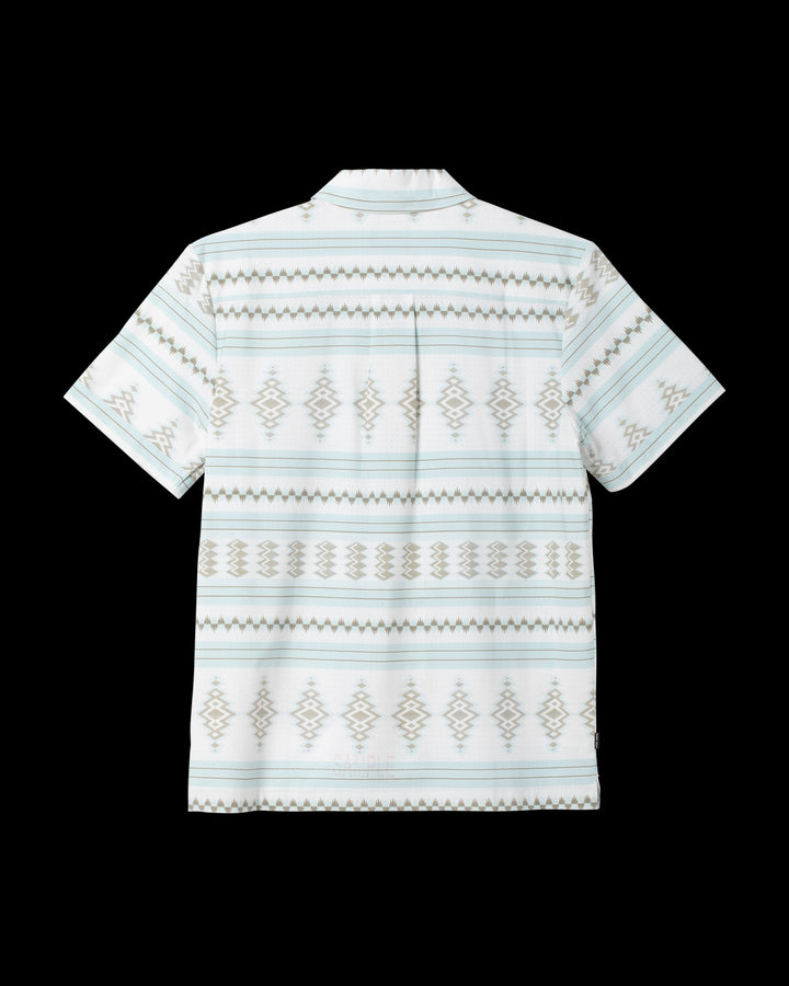 Palmetto Woven Short Sleeve in Off White/Blue