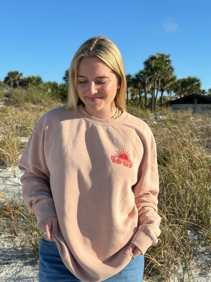 Let's See Sunset Crewneck Sweatshirt in Dusty Pink