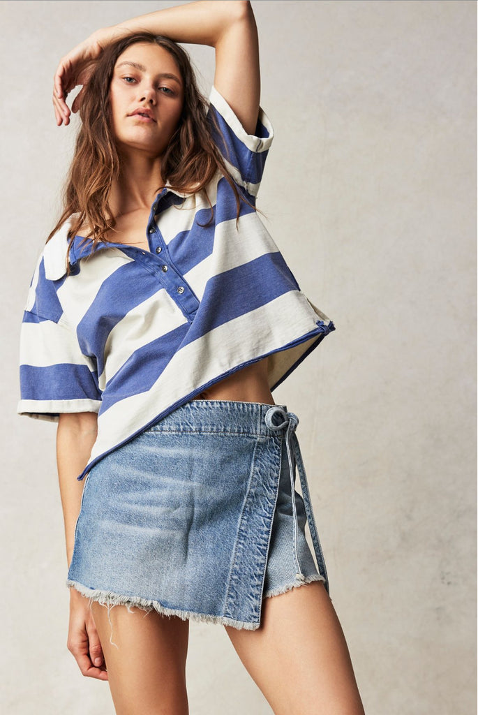 Emmy Denim Skort in Light Blue Wash – Blacktop Surf Shop