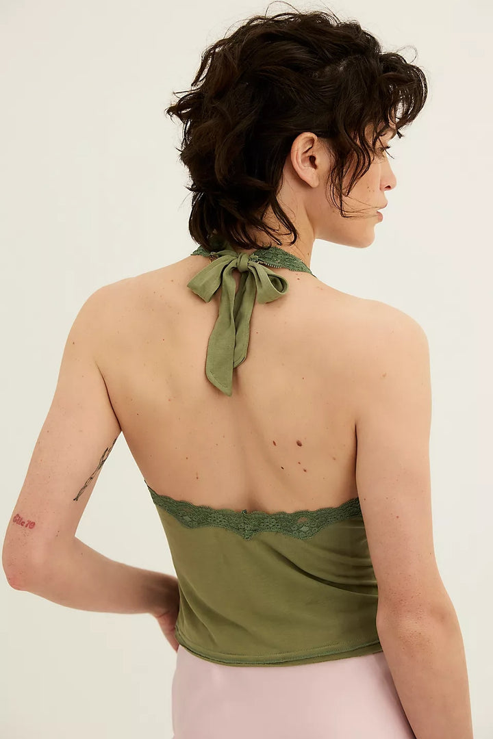 Brooke Halter Top in Oil Green