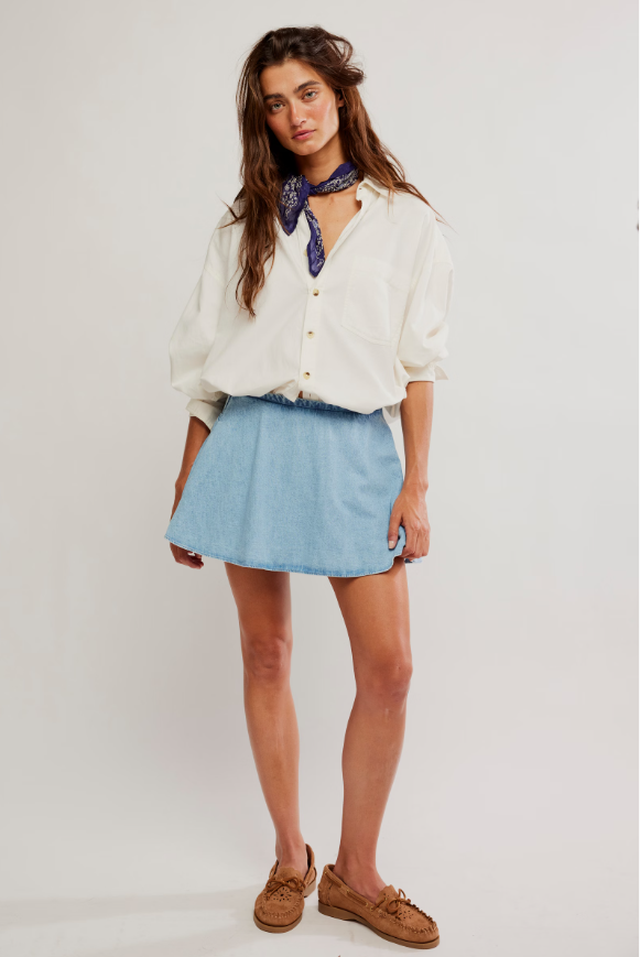 Paradise Found Denim Skort in Capri Blue