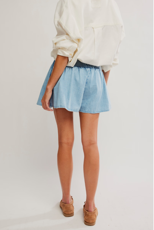 Paradise Found Denim Skort in Capri Blue
