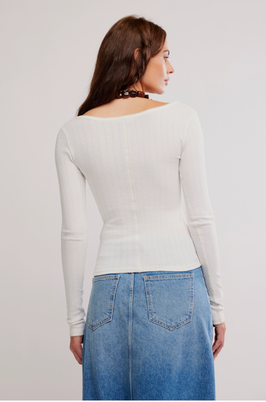 End Game Pointelle Long Sleeve in Sugar Swizzle