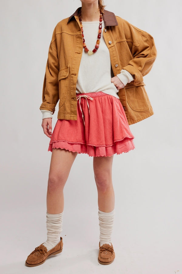 Lady Tulip Mini Skirt in Coral