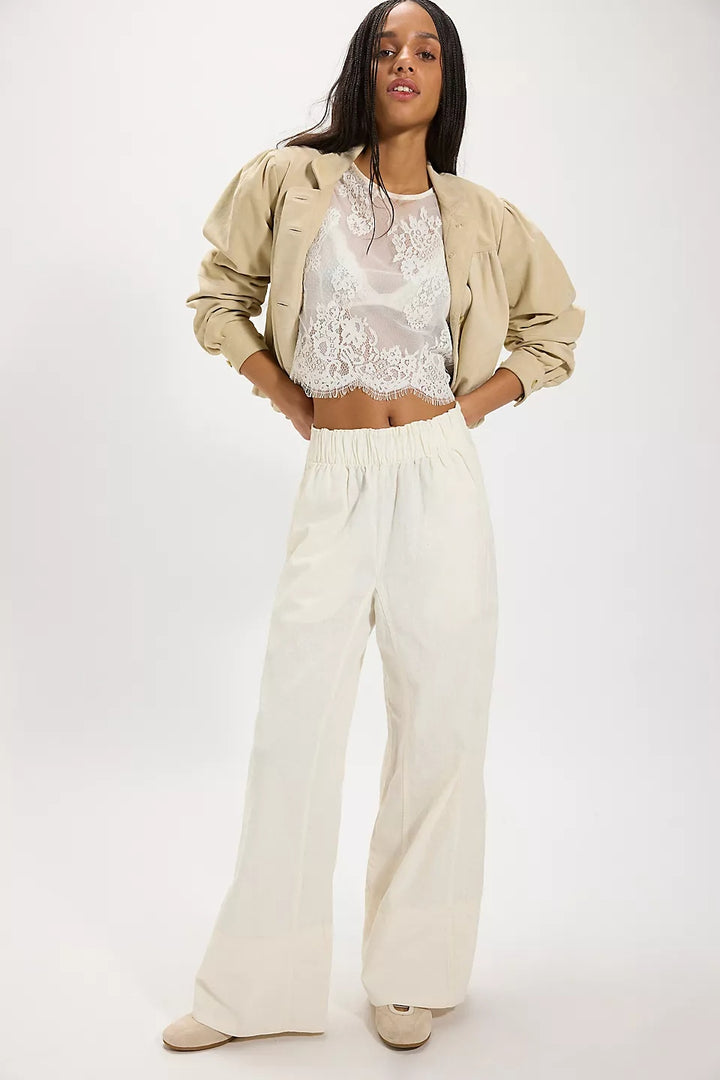 Days End Linen Pull-On Pants in Clean Ivory