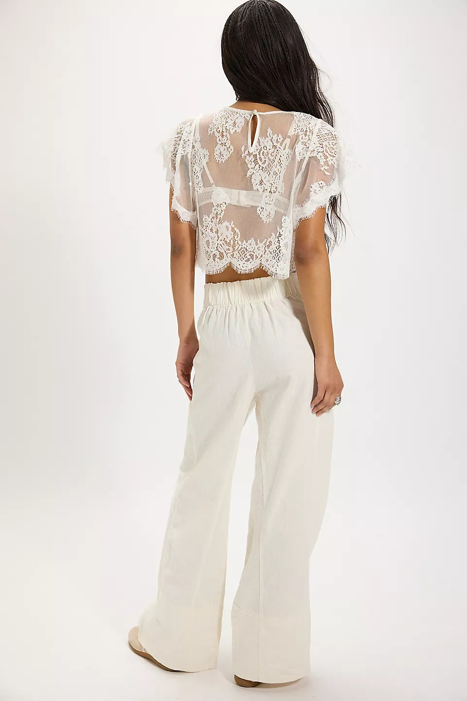 Days End Linen Pull-On Pants in Clean Ivory