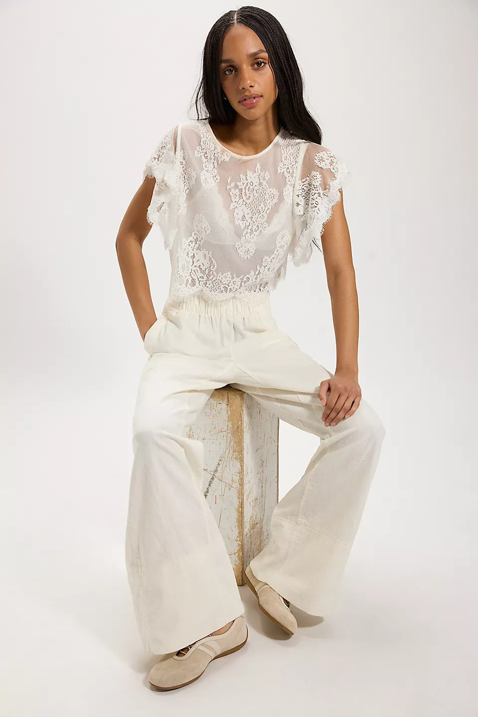 Days End Linen Pull-On Pants in Clean Ivory