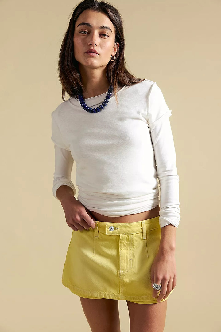 We The Free Gallivanting Peekaboo Skort in Lemon Ice