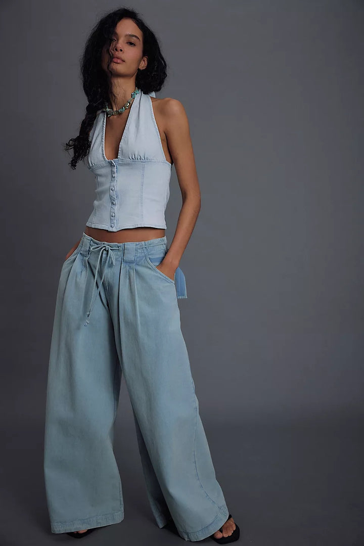 Ramona Demin Halter in Light Sky