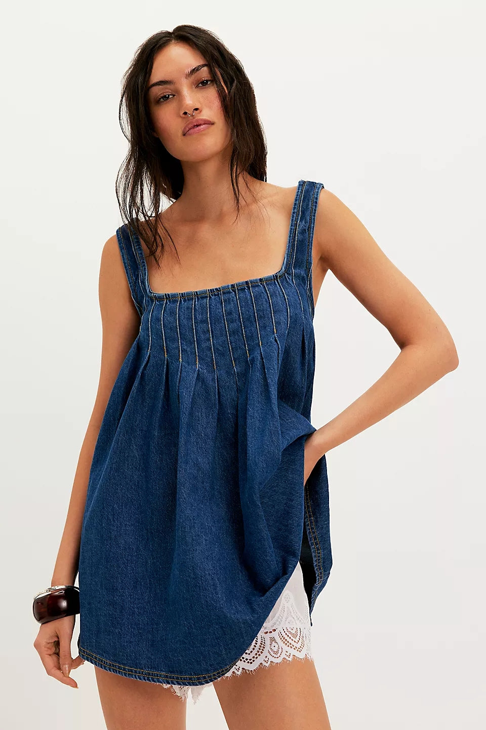 Katie Denim Tunic in Deep Wash