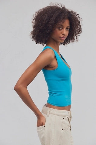 Clean Lines Muscle Cami in Hyper Teal