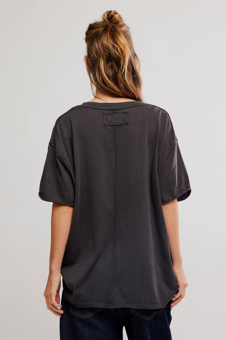 Nina V Neck Tee in Black