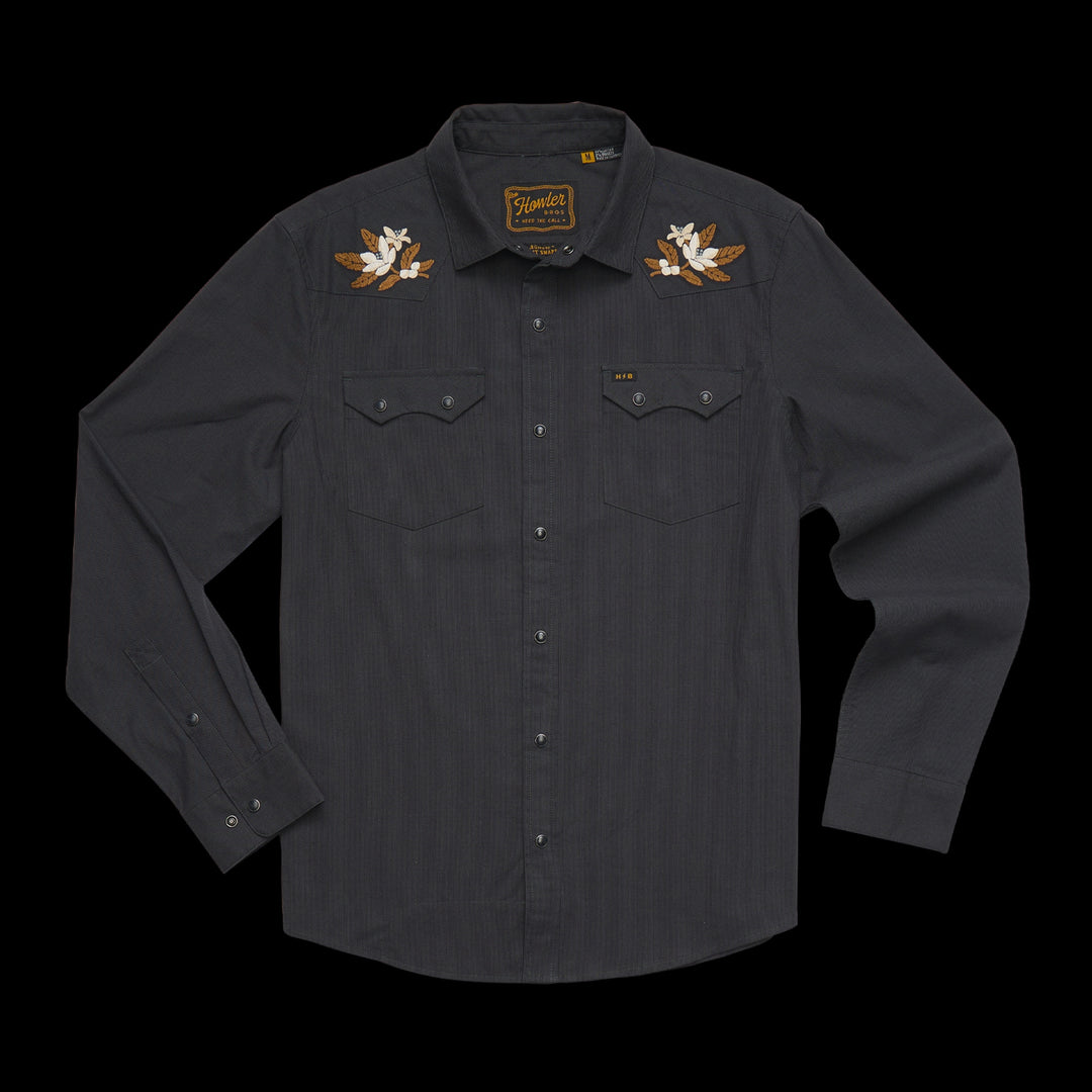 Crosscut Deluxe Longsleeve in Orange Blossoms/Antique Black