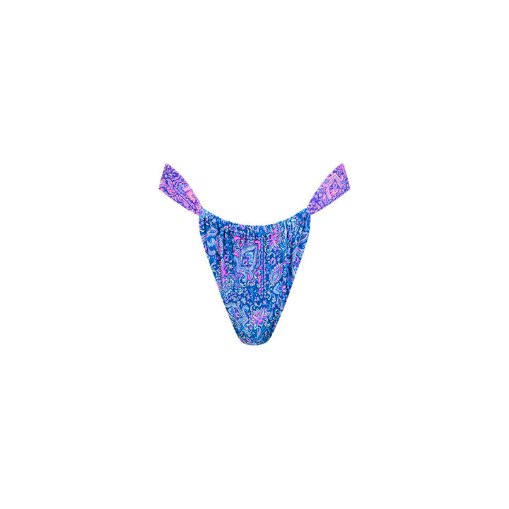 Ruched Thong Bikini Bottom in Lilac Moon