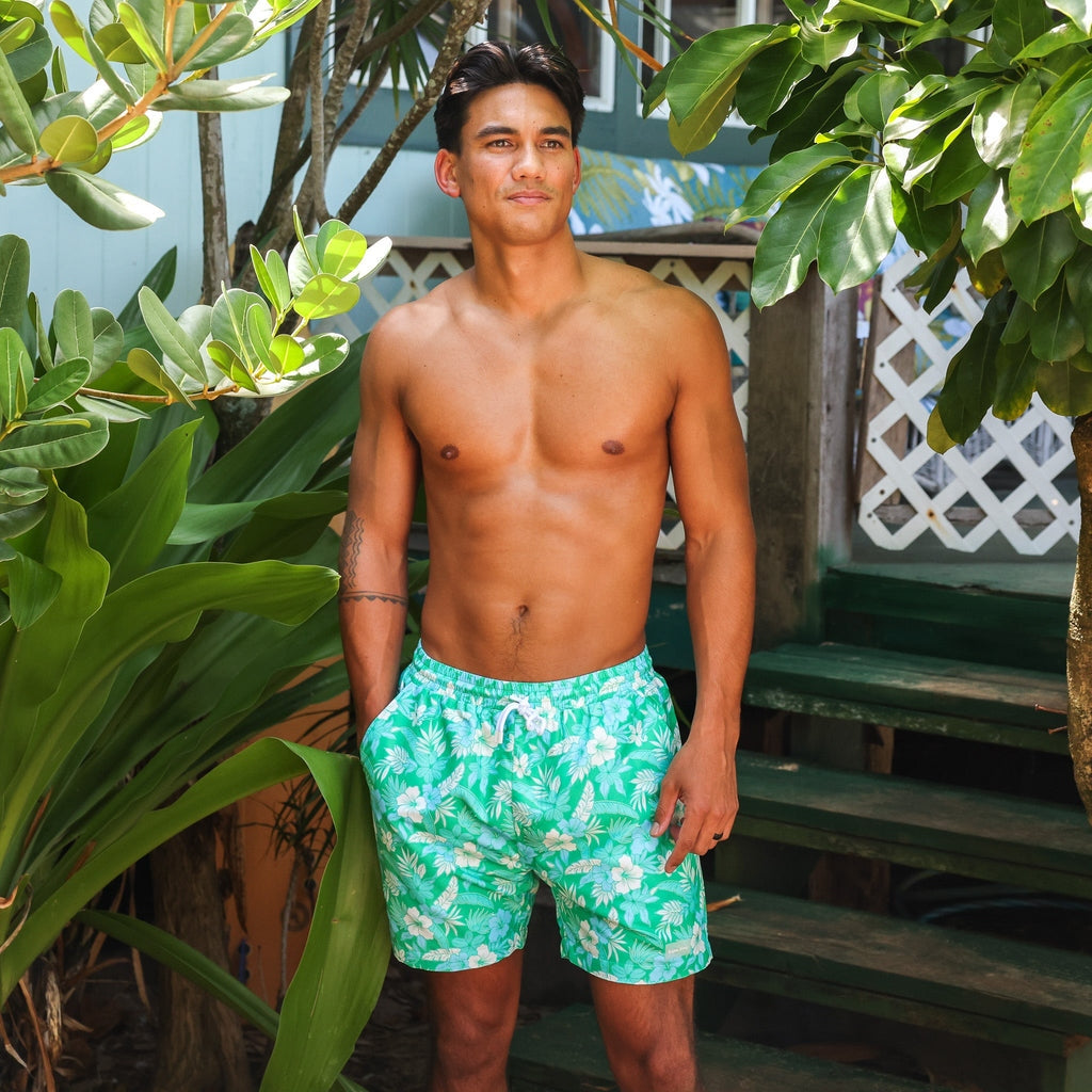 Mens Swim Trunks in Barefoot Breeze