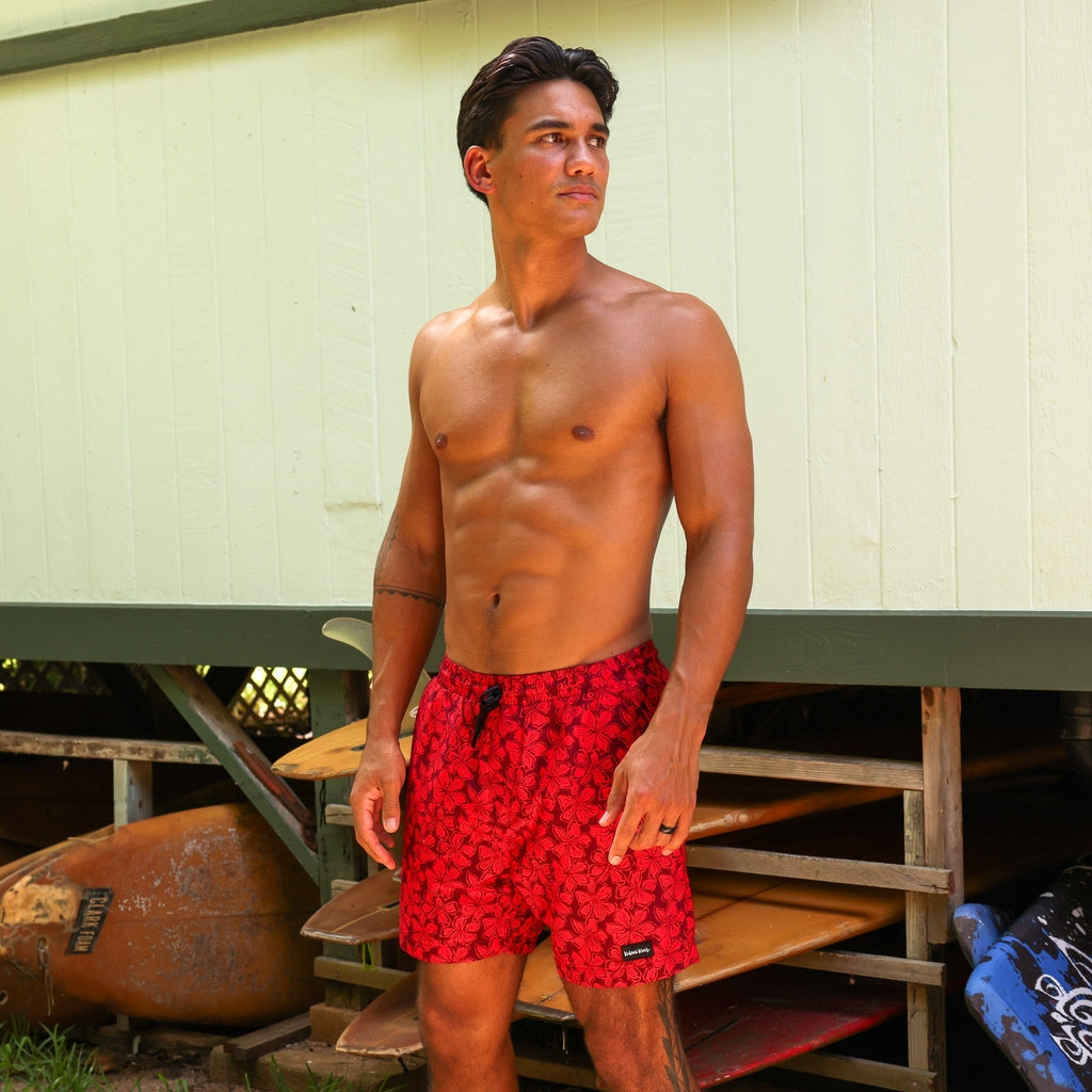 Mens Swim Trunks in Sassy Sangria