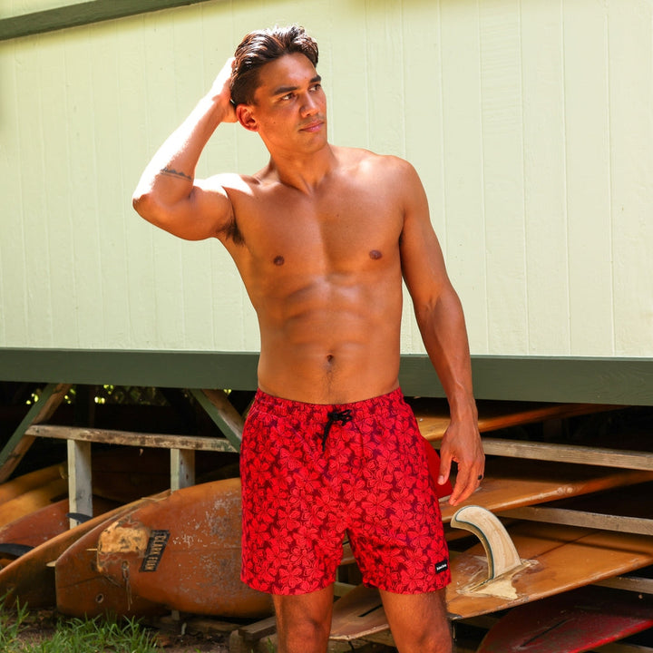 Mens Swim Trunks in Sassy Sangria