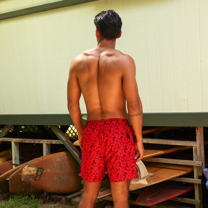 Mens Swim Trunks in Sassy Sangria