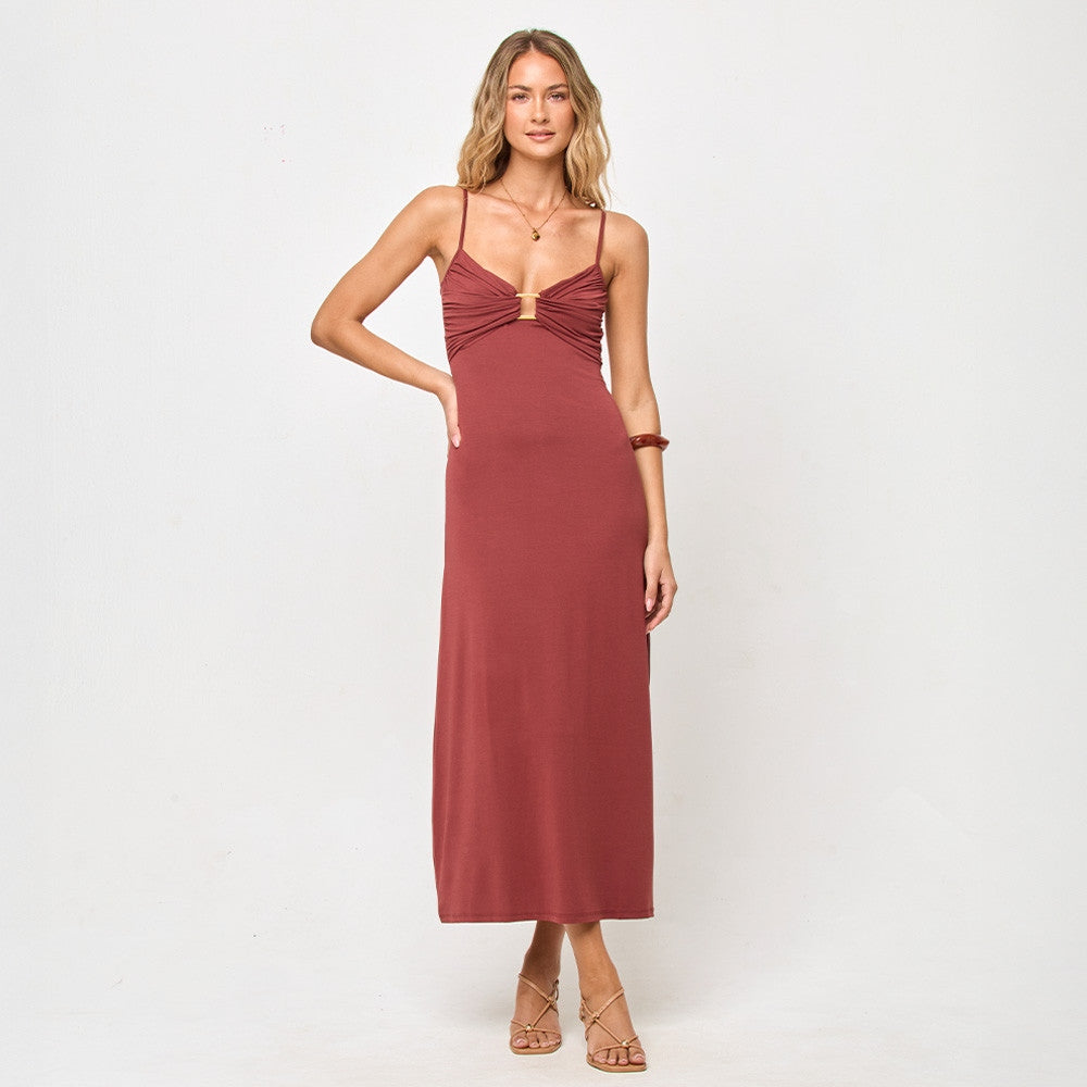 Freya Maxi Dress in Dusty Fig