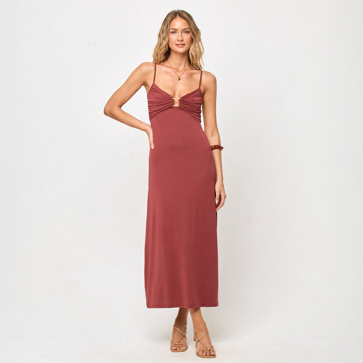 Freya Maxi Dress in Dusty Fig