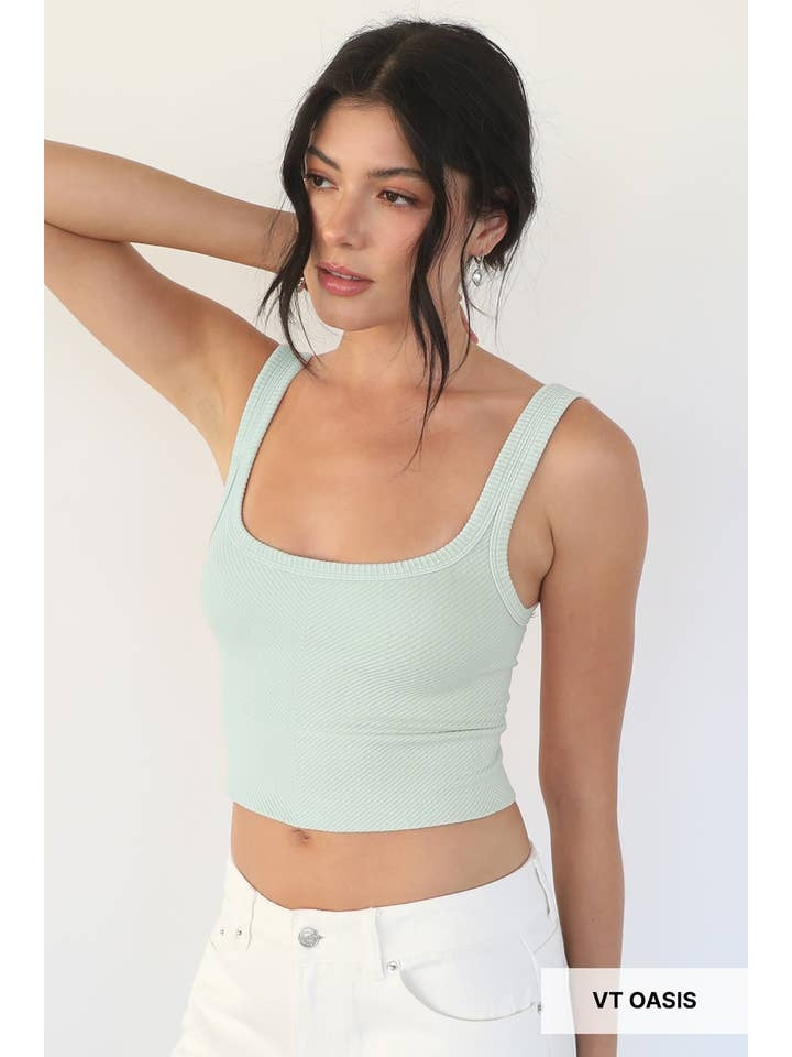 Vintage Chevron Crop Top in Oasis