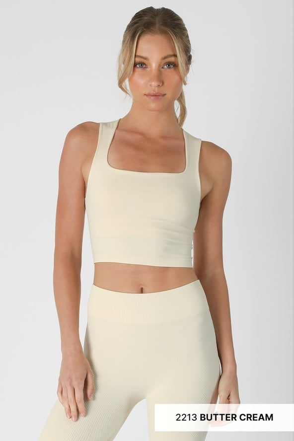 Clean Line Square Neck Top in Butter Cream