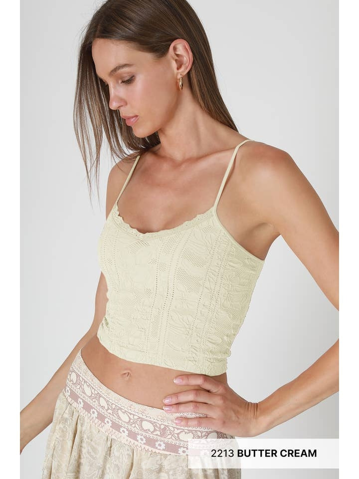 Double Lace Trim Cami in Butter Cream