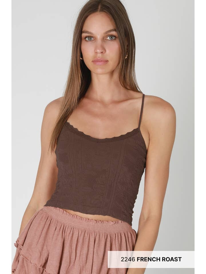 Double Lace Trim Cami in French Roast