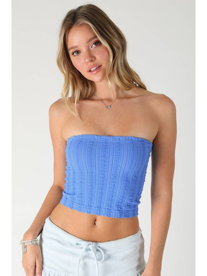Vertical Textured Tube Top in Marina