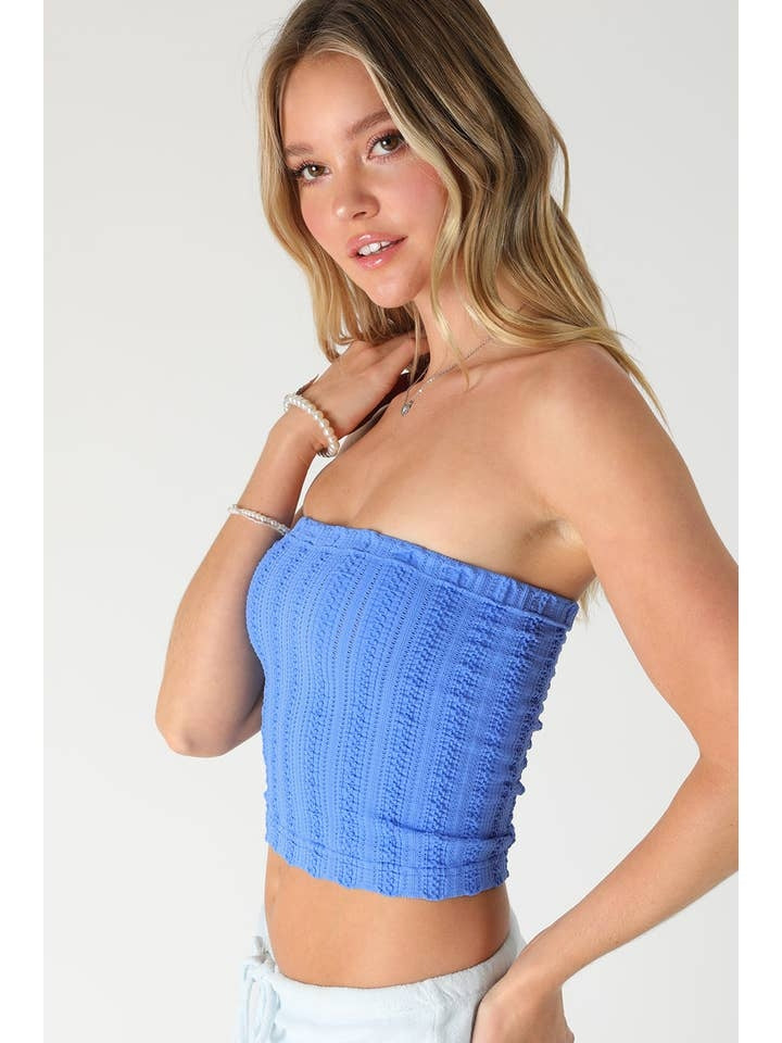 Vertical Textured Tube Top in Marina
