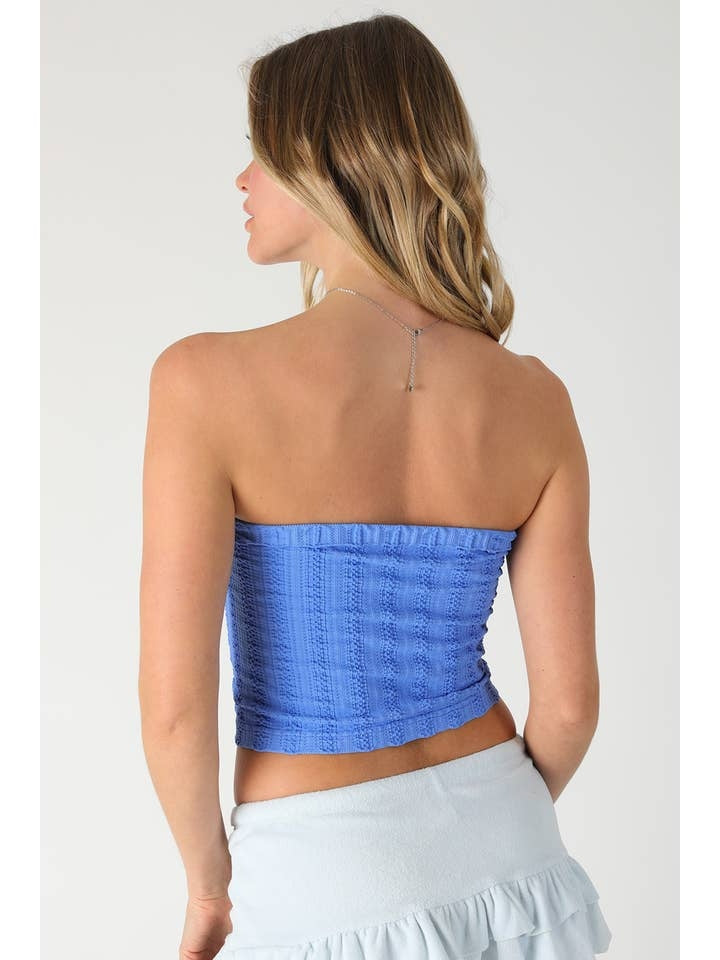 Vertical Textured Tube Top in Marina