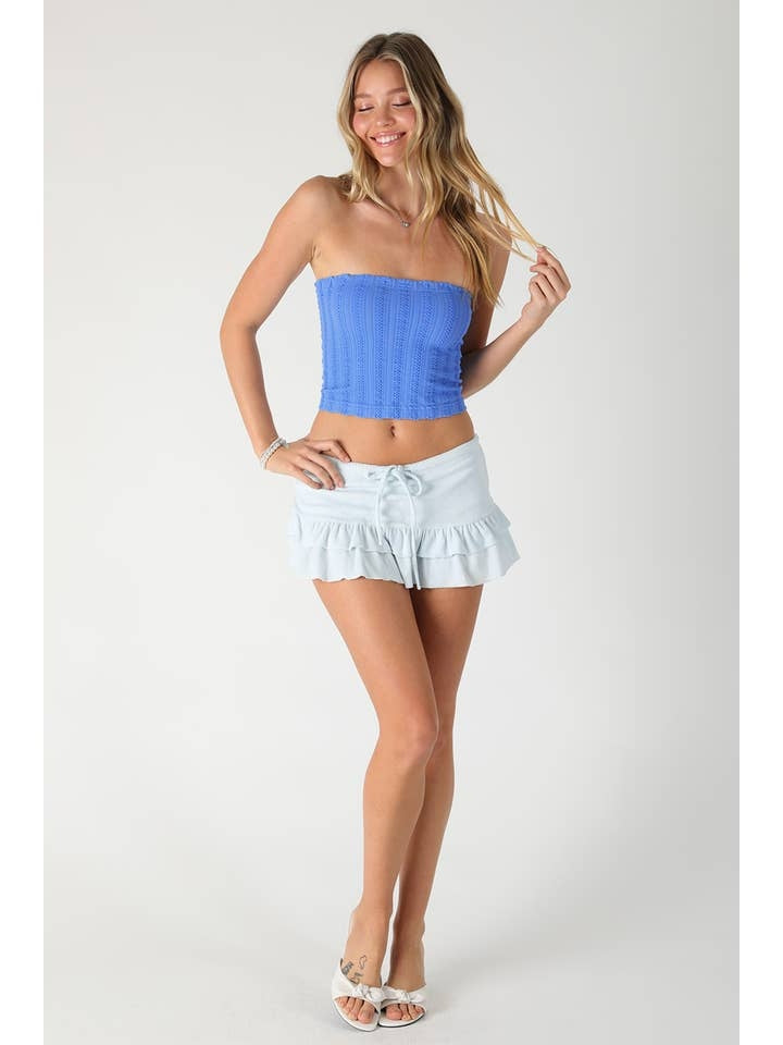 Vertical Textured Tube Top in Marina