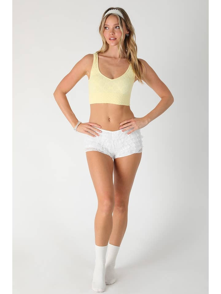 Reversible Texted Lace Bra Top in Pale Yellow