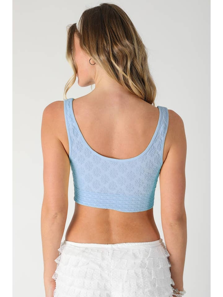 Reversible Texted Lace Bra Top in Serene Blue