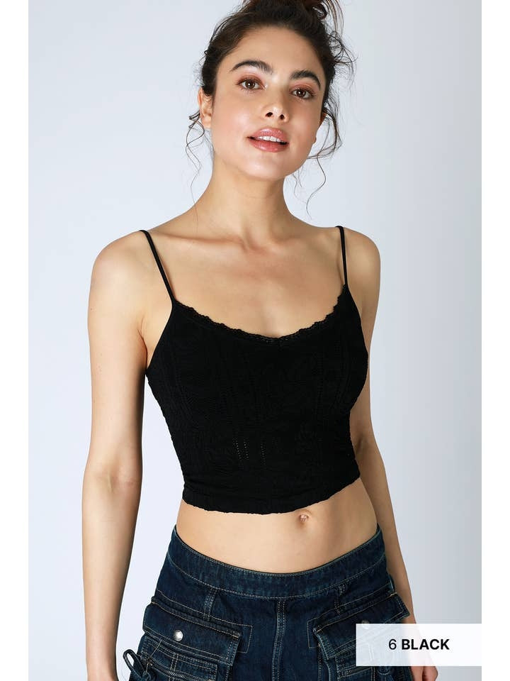 Double Lace Trim Cami in Black