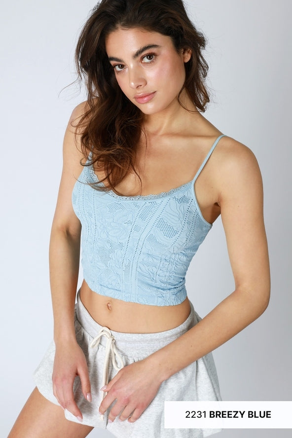 Double Lace Trim Cami in Breezy Blue