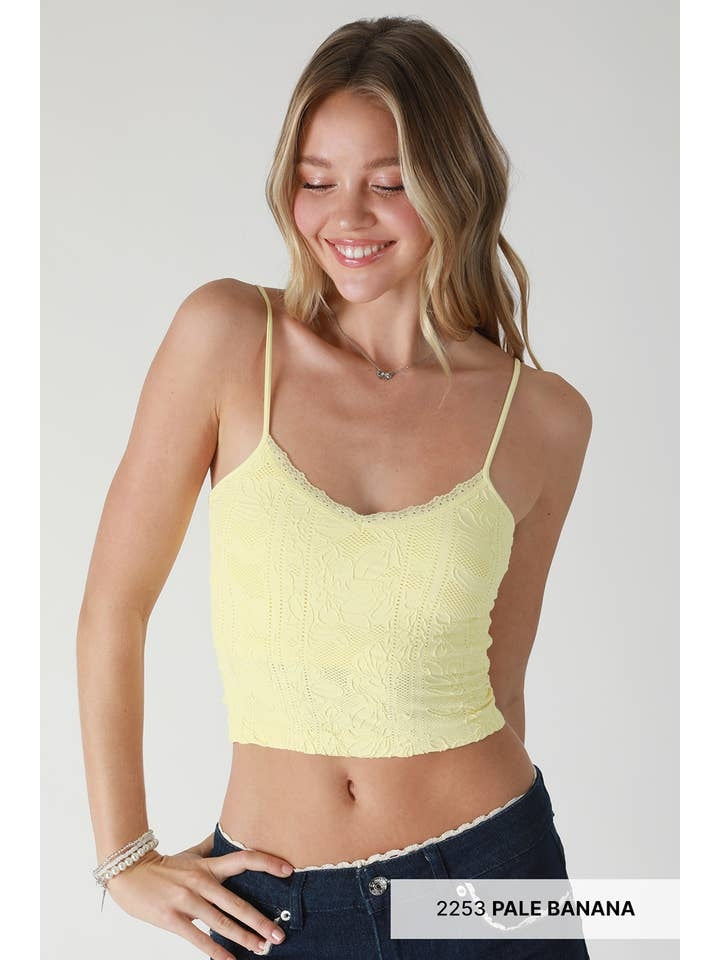 Double Lace Trim Cami in Pale Banana