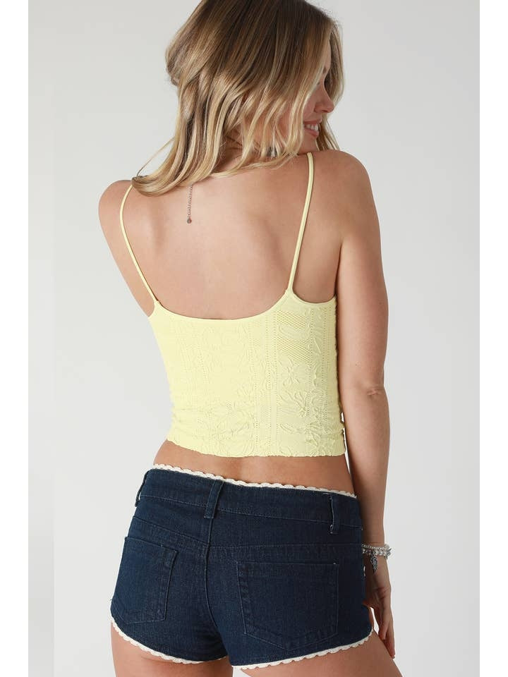 Double Lace Trim Cami in Pale Banana