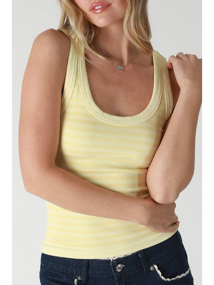 Reversible Stripe Tank Top in Pale Banana