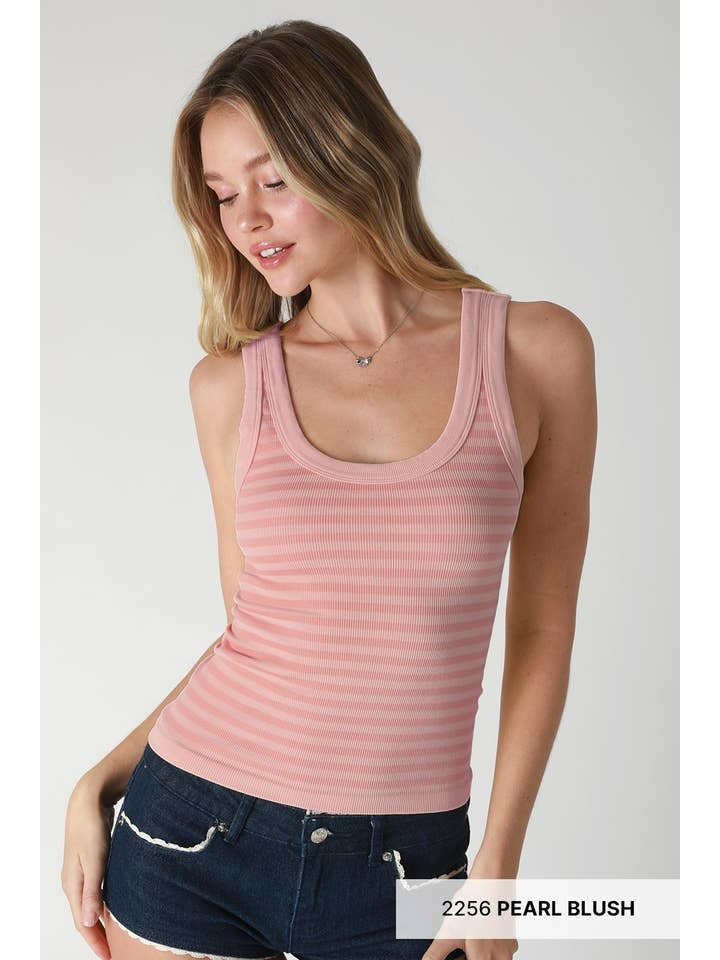 Reversible Stripe Tank Top in Pearl Blush