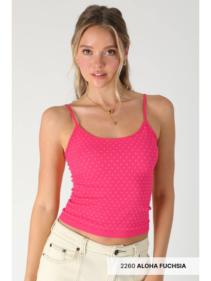 Polka Dot Strap Cami in Aloha Fuchsia