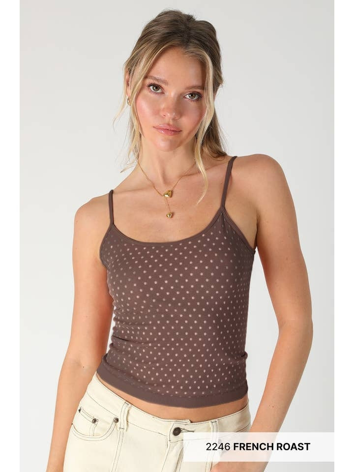 Polka Dot Strap Cami in French Roast