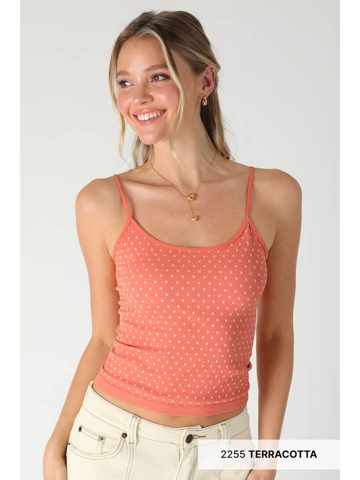 Polka Dot Stripe Cami in Teracotta